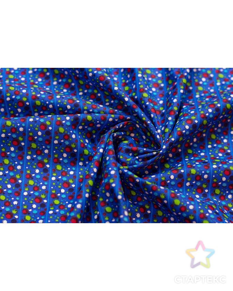 Рубашечно-плательный хлопок с рисунком "Полосы шариков" на ярко-синем фоне арт. ГТ-6484-1-ГТ-38-8255-2-21-1 1