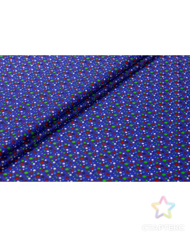 Рубашечно-плательный хлопок с рисунком "Полосы шариков" на ярко-синем фоне арт. ГТ-6484-1-ГТ-38-8255-2-21-1 2