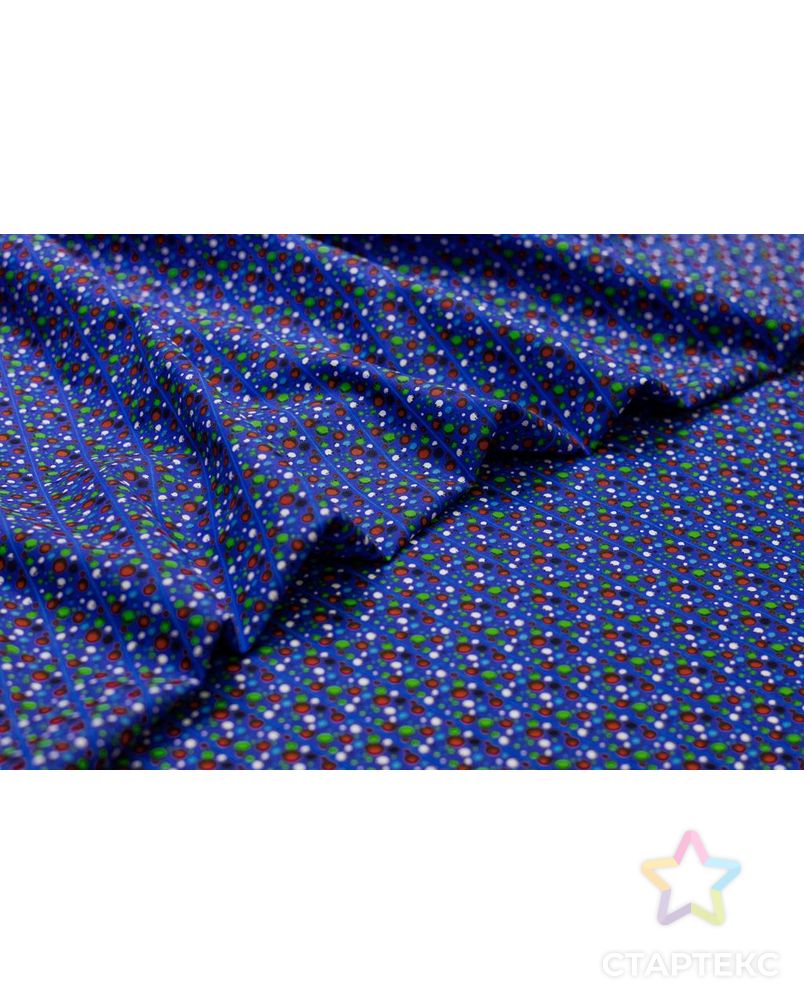 Рубашечно-плательный хлопок с рисунком "Полосы шариков" на ярко-синем фоне арт. ГТ-6484-1-ГТ-38-8255-2-21-1 3