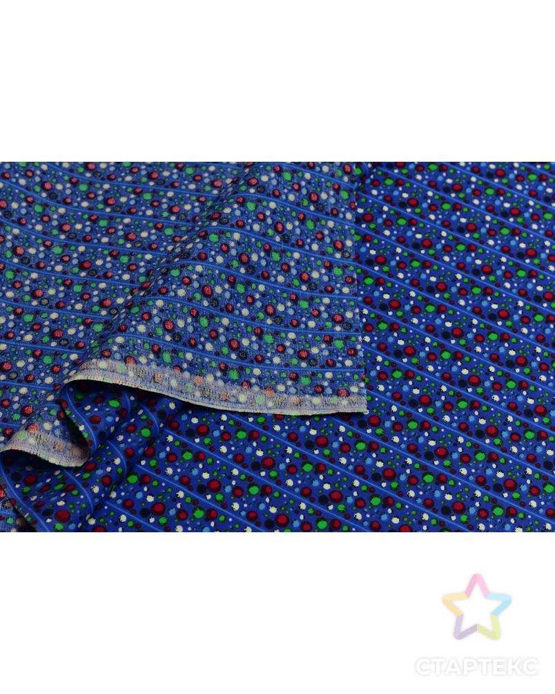 Рубашечно-плательный хлопок с рисунком "Полосы шариков" на ярко-синем фоне арт. ГТ-6484-1-ГТ-38-8255-2-21-1 5