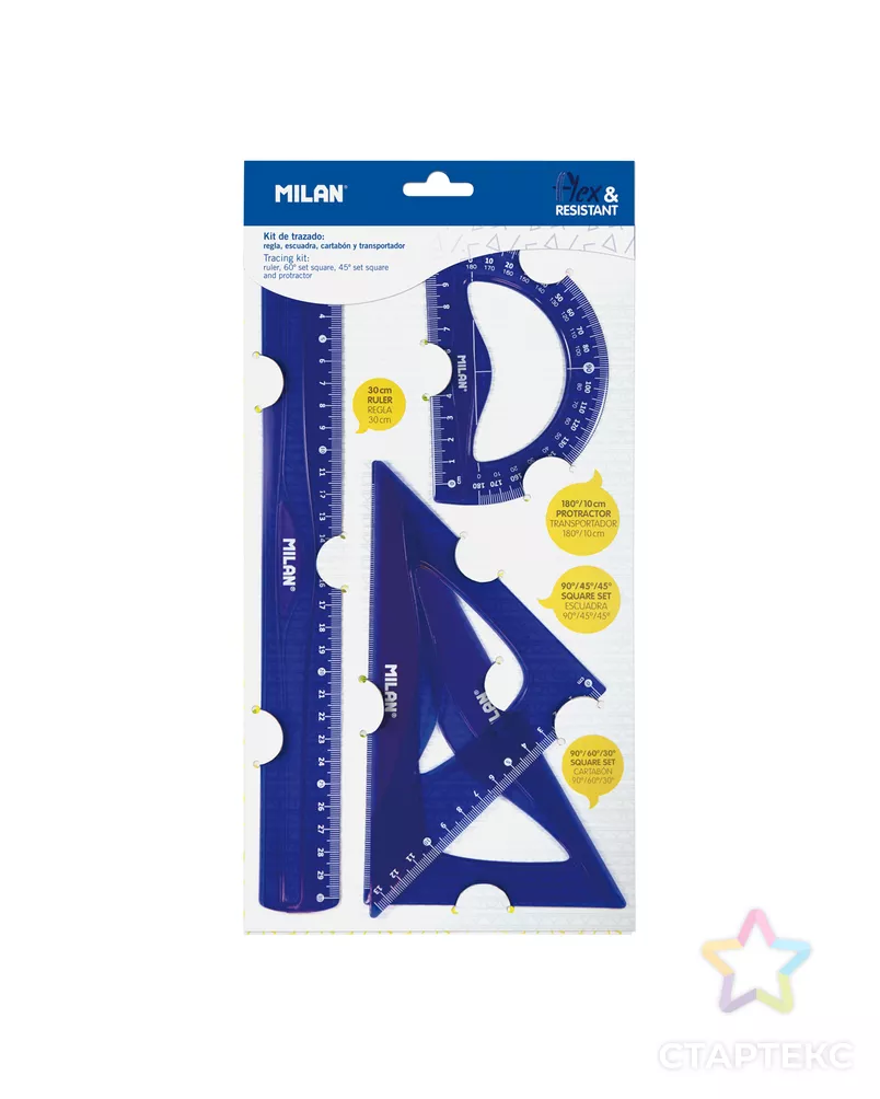 "Milan" Набор для разметки Acid Flex&Resistant 4 предмета в пакете арт. ГММ-114890-3-ГММ100145199394 - рис. 1
