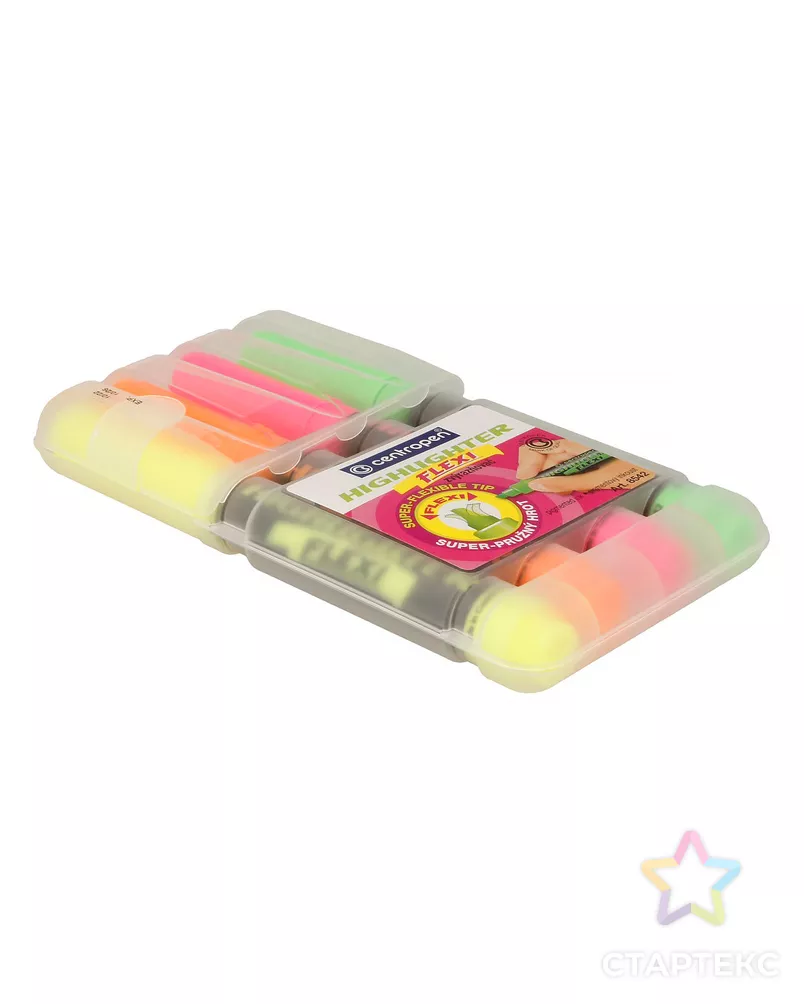 "Centropen" Набор текстовыделителей HIGHLIGHTER FLEXI - (super-flexible tip) 4 цв. 8542/4 1-5 мм 4 цв. скошенное арт. ГММ-114554-1-ГММ102544632194 - рис. 1