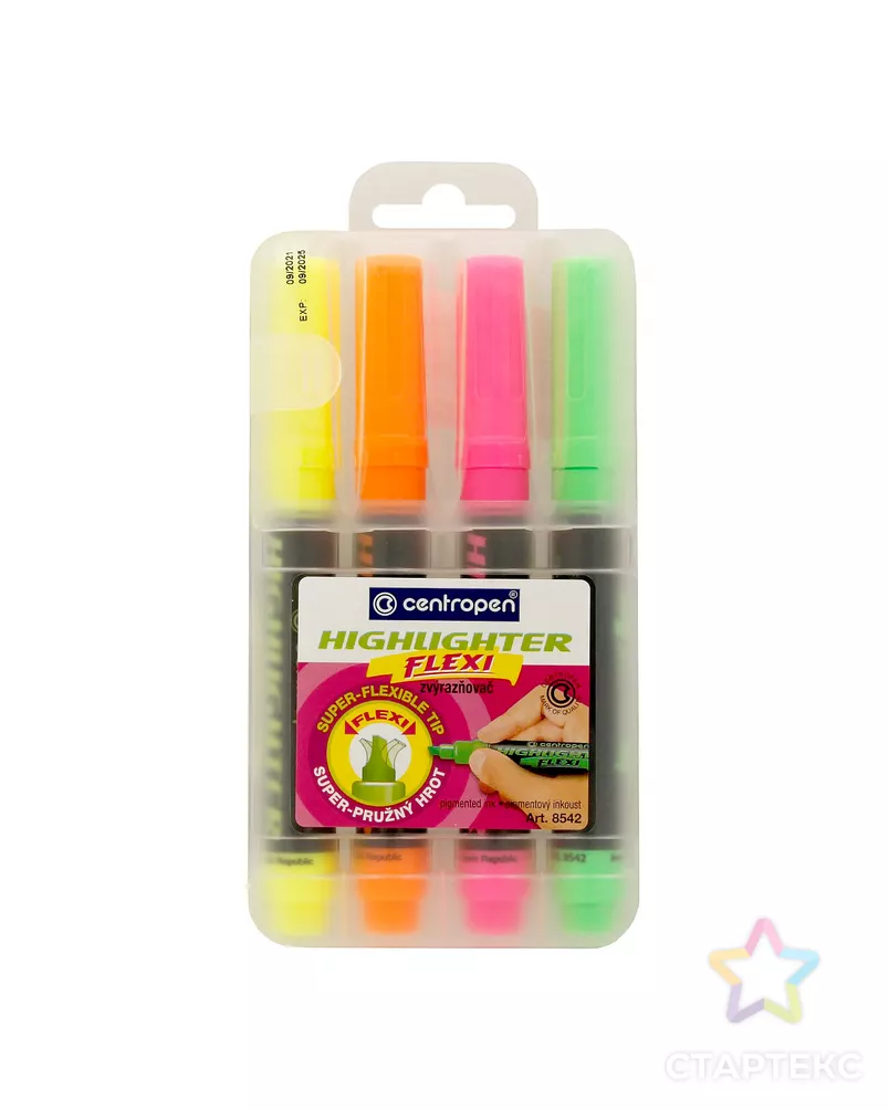 "Centropen" Набор текстовыделителей HIGHLIGHTER FLEXI - (super-flexible tip) 4 цв. 8542/4 1-5 мм 4 цв. скошенное арт. ГММ-114554-1-ГММ102544632194 - рис. 2