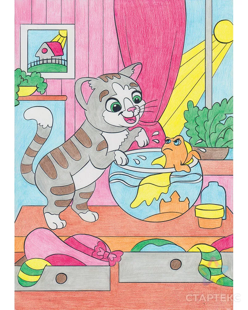 "ФРЕЯ" PNBK-007 "Котик-охотник" Набор для раскрашивания по номерам 29.5 х 20.5 см 1 л. арт. ГММ-115952-1-ГММ116973943364 - рис. 1