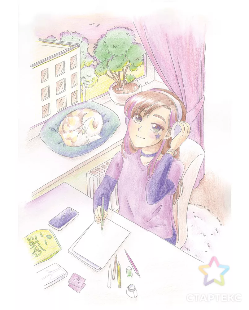 "ФРЕЯ" RPSA-0057 "Просто счастье" Скетч для раскраш. акварельными карандашами 29.7 х 21 см 1 л. арт. ГММ-117235-1-ГММ124128714894 - рис. 4