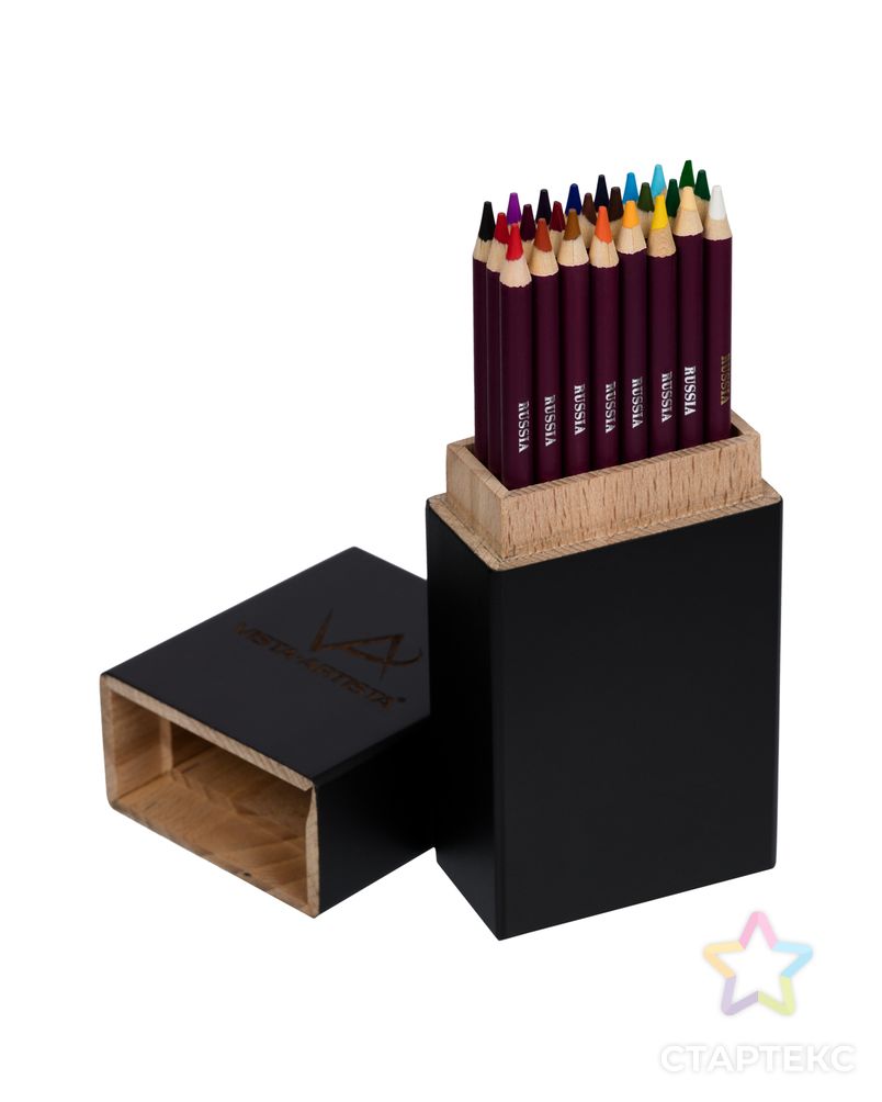 "VISTA-ARTISTA" WOOD-24 "Gallery" Набор цветных карандашей в деревянном пенале из твердых пород дерева 24 цв. арт. ГММ-116721-1-ГММ126562012644 2