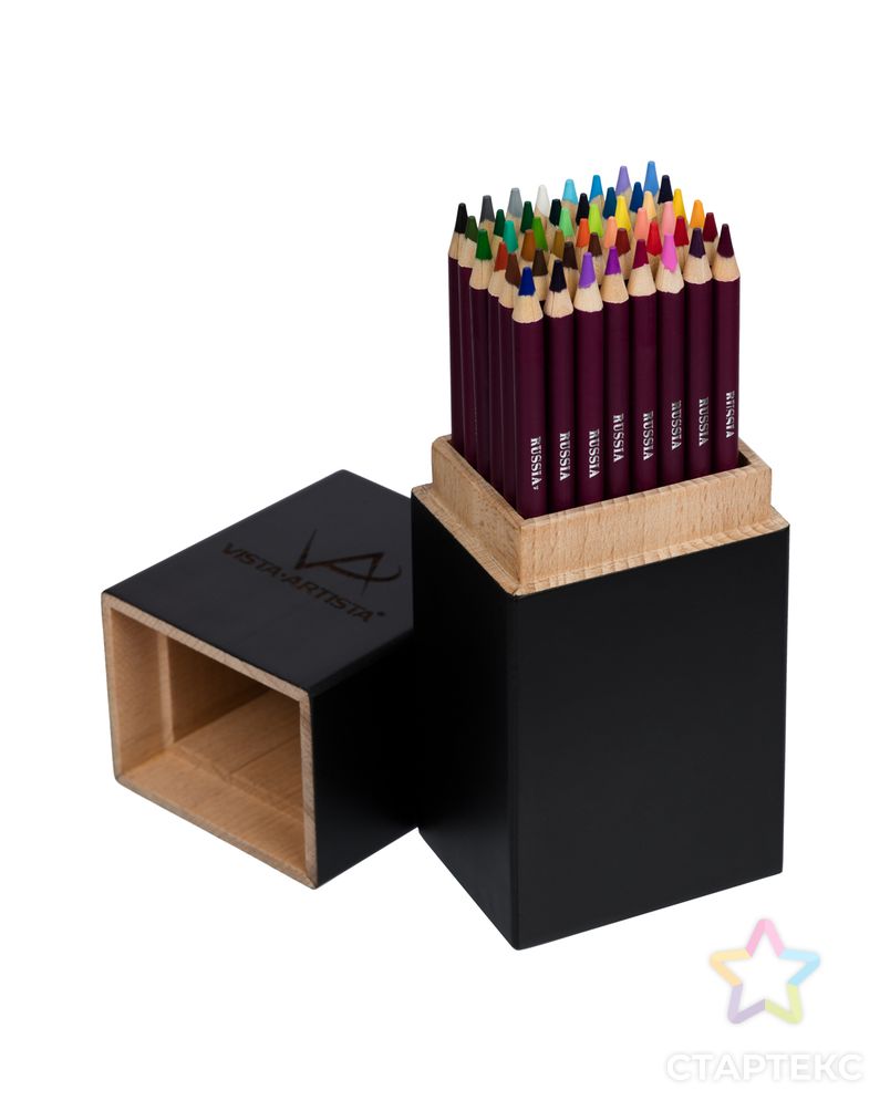 "VISTA-ARTISTA" WOOD-48 "Gallery" Набор цветных карандашей в деревянном пенале из твердых пород дерева 48 цв. арт. ГММ-116712-1-ГММ126632217024 1
