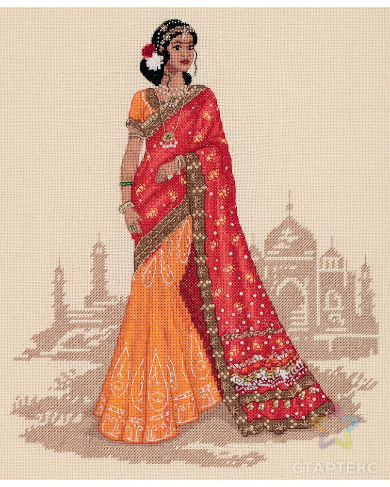 Набор для вышивания "PANNA" "Золотая серия" NM-7245 "Женщины мира. Индия" арт. ГММ-109729-1-ГММ065017388244 2