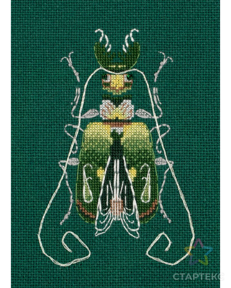 Набор для вышивания "PANNA" J-7272 "Фантазийные жуки. Изумруд и лимон" арт. ГММ-109794-1-ГММ073692264084 1