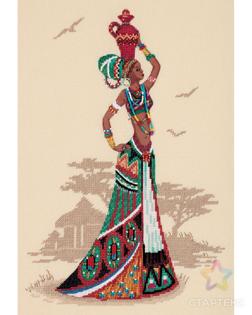 Набор для вышивания "PANNA" "Золотая серия" NM-7270 "Женщины мира. Африка" арт. ГММ-109746-1-ГММ075076035544 2