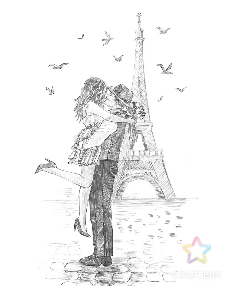 "ФРЕЯ" RPSB-0051 "Романтика Парижа" Скетч для раскраш. чернографитными карандашами 29.5 х 20.5 см 1 л. арт. ГММ-116926-1-ГММ077103346304 - рис. 3