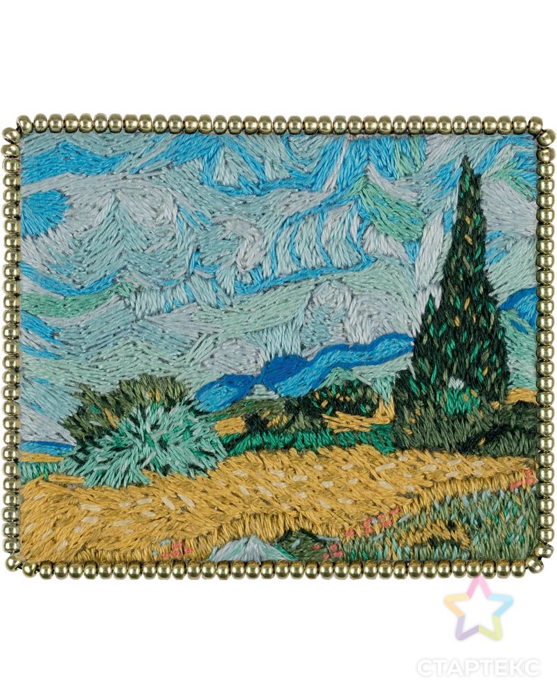 Набор для вышивания "PANNA" "Живая картина" MET-JK-2266 "Брошь. Пшеничное поле с кипарисами" арт. ГММ-112414-1-ГММ085697085674 3