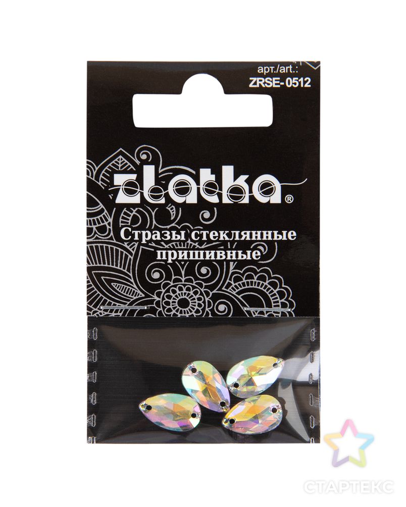 Страз "Zlatka" ZRSE-0512 AB-Crystal 12 х 7 мм стекло 5 x 4 шт в пакете с картонным еврослотом арт. ГММ-112364-1-ГММ094456294604 1