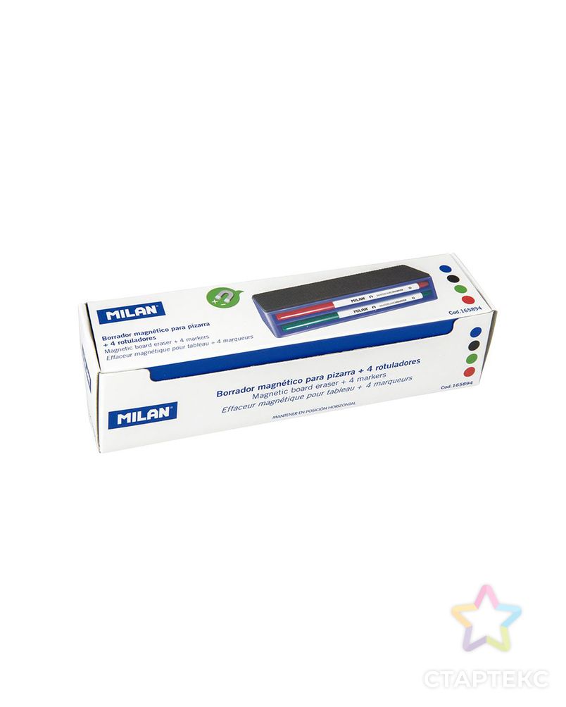 "Milan" Коробка-ластик на магнитой опоре с маркерами для белых досок 4 цв. перо круглое арт. ГММ-115422-1-ГММ100137455654 3