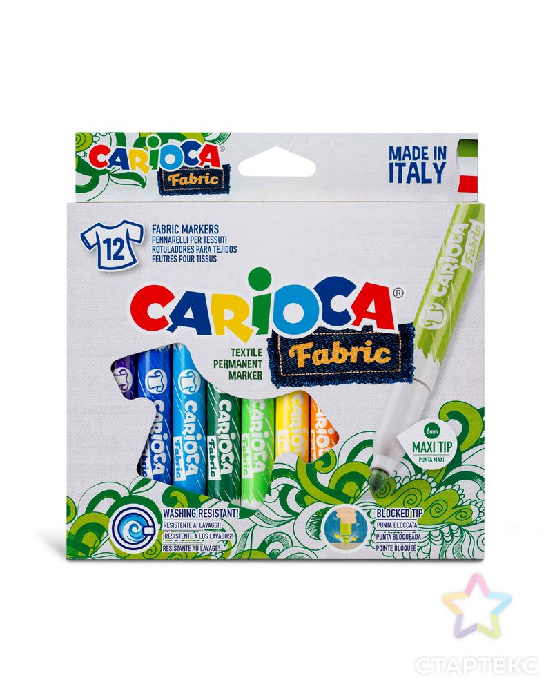 "Carioca" Фломастеры для ткани Fabric 12 цв арт. ГММ-114495-1-ГММ078097283444 1