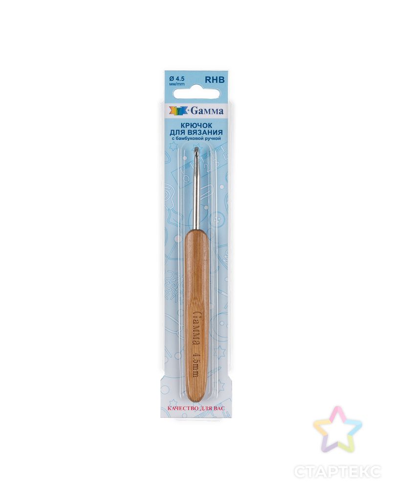 Для вязания крючок с бамбуковой ручкой RHB бамбук алюминий d 4.5 мм 13.5 см в блистере арт. ГММ-111574-1-ГММ081410060664 5