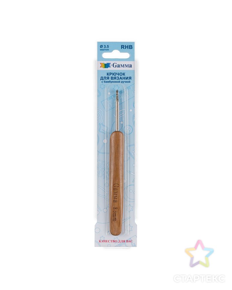 Для вязания крючок с бамбуковой ручкой RHB бамбук алюминий d 3.5 мм 13.5 см в блистере арт. ГММ-111575-1-ГММ081410751734 1