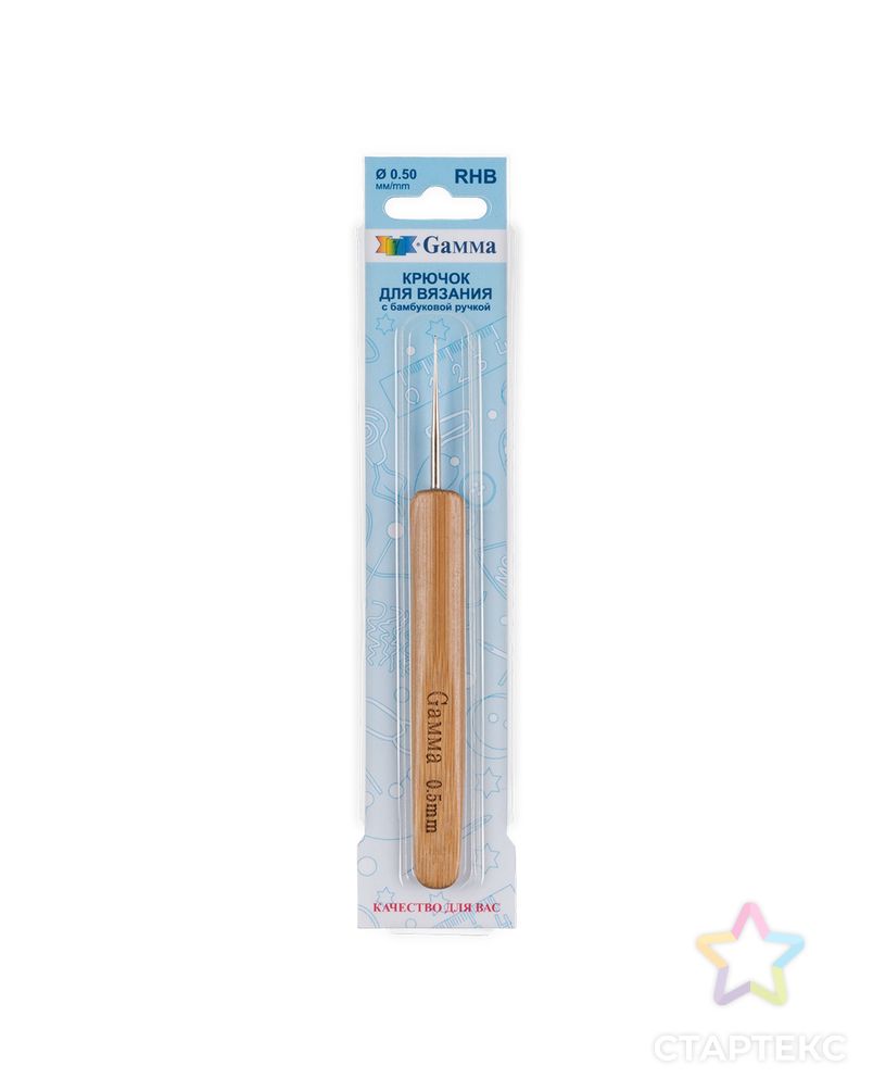Для вязания крючок с бамбуковой ручкой RHB сталь бамбук d 0.5 мм 13.5 см в блистере арт. ГММ-111576-1-ГММ081410756644 1
