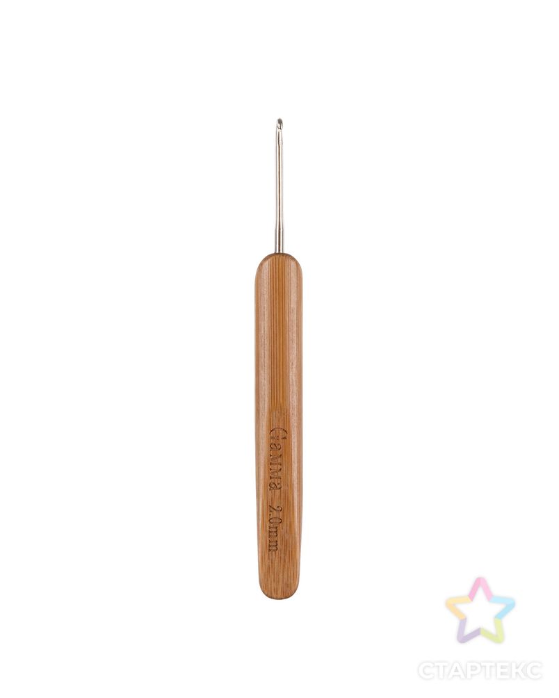 Для вязания крючок с бамбуковой ручкой RHB сталь бамбук d 2.0 мм 13.5 см в блистере арт. ГММ-111579-1-ГММ081410777354 4