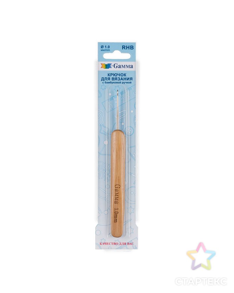 Для вязания крючок с бамбуковой ручкой RHB сталь бамбук d 1.0 мм 13.5 см в блистере арт. ГММ-111581-1-ГММ081410789424 1