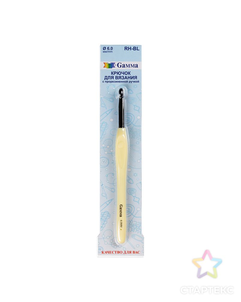 Для вязания крючок с прорезин. ручкой RH-BL алюминий d 6.0 мм 16 см в блистере арт. ГММ-113452-1-ГММ093616506094 8