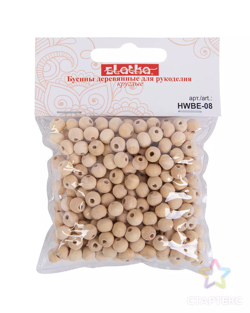 Бусина "Zlatka" дерево HWBE-08 8 мм 10 х 40 г арт. ГММ-113091-1-ГММ096017301684 - рис. 2