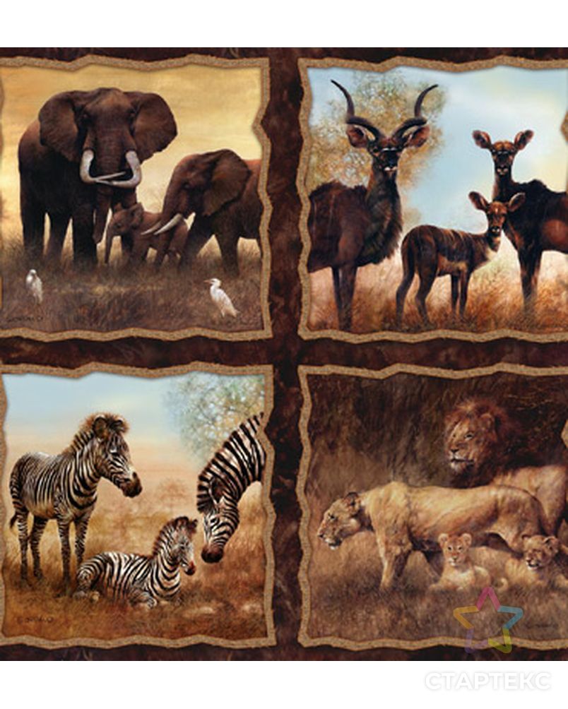 Ткани для пэчворка PLAINS OF AFRICA LION 110 см 100% хлопок ( в метрах ) арт. ГММ-754-1-ГММ0034739