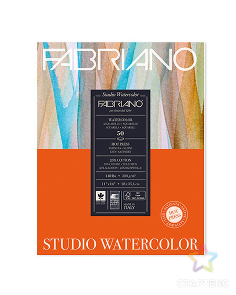 "Fabriano" Альбом для акварели "Watercolour Studio" 300 г/м2 28 х 35.6 см склейка 4 х 12 л. арт. ГММ-4814-1-ГММ0033586 1
