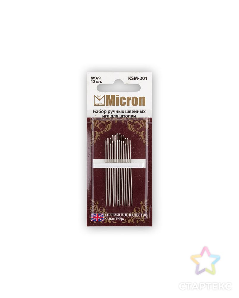 Иглы для шитья ручные "Micron" KSM-201 набор швейных игл для штопки в блистере 12 шт. арт. ГММ-99565-1-ГММ028026851122