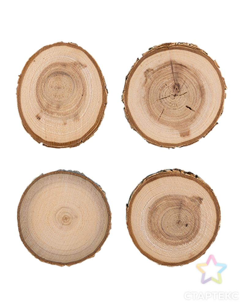 Аксессуары для флористики "Blumentag" СРЕЗ-01 срез дерева набор 9 см 4 шт. арт. ГММ-5698-1-ГММ0052050 2