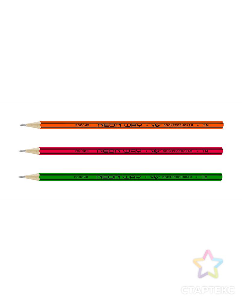 "ВКФ" "Neon way" 3P-1555 Набор графитных карандашей ОПП неон с полосками на ребрах ТМ (HB) 10 х 3 шт. арт. ГММ-10163-1-ГММ0075707 3