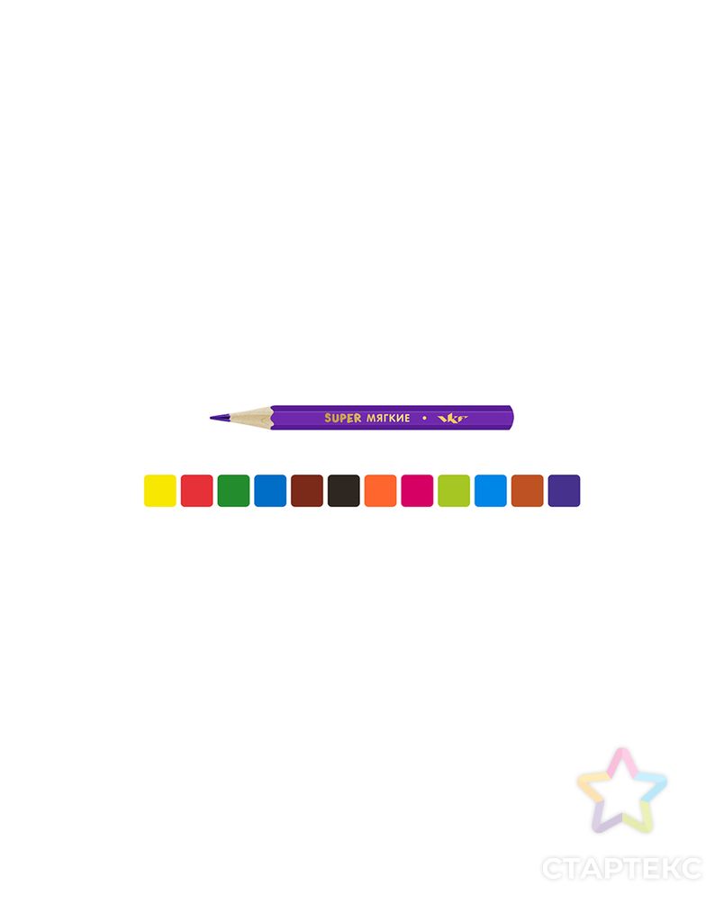 "ВКФ" "Super" SCP-2012 Набор цветных карандашей, короткие "Единорог на радуге" 16 х 12 цв. арт. ГММ-10191-1-ГММ0025706 1