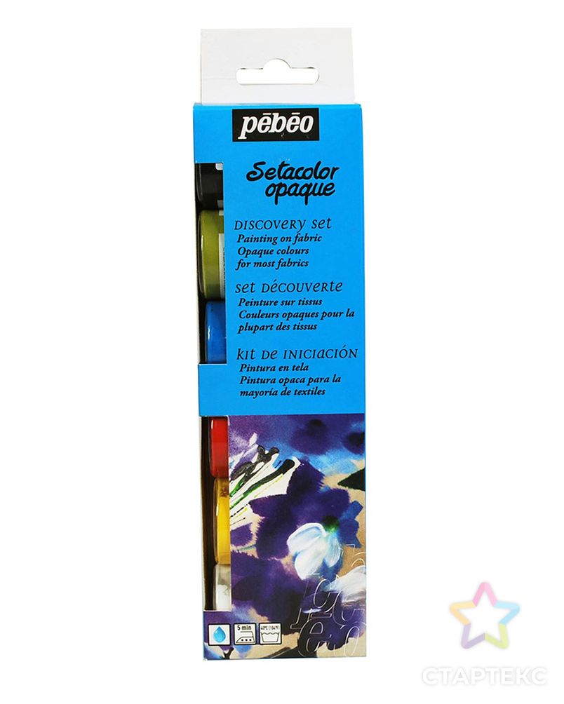 Набор красок для темных и светлых тканей "PEBEO" Setacolor 753406 6цв. 20мл арт. ГММ-10662-1-ГММ0000359 1