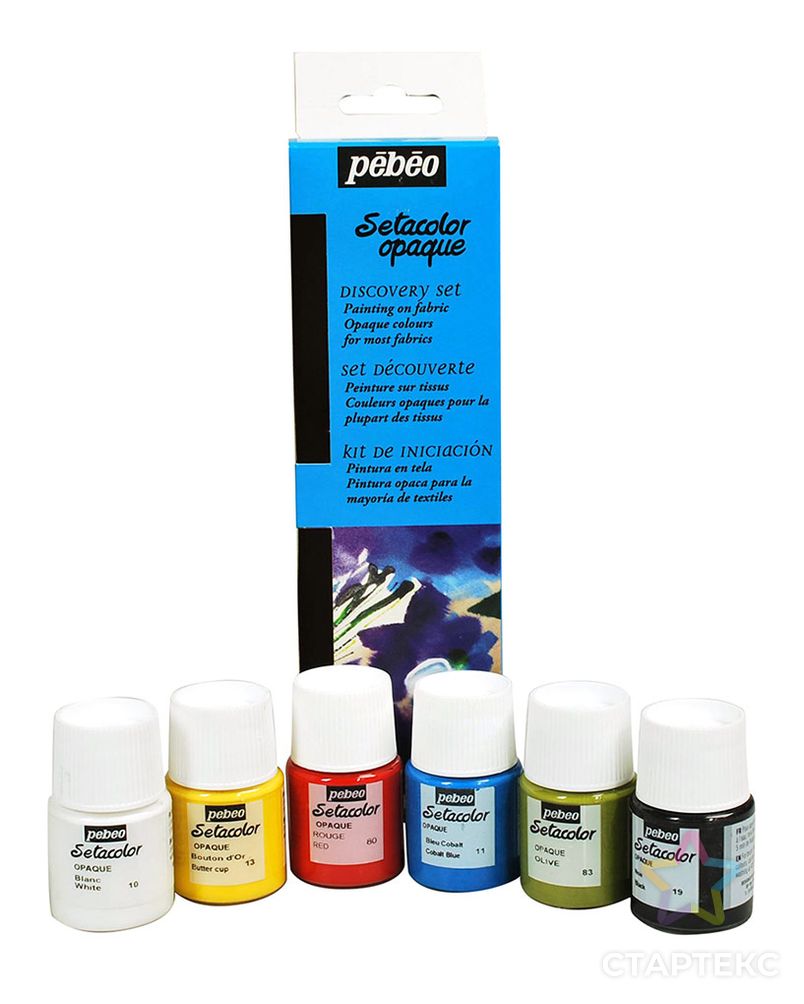 Набор красок для темных и светлых тканей "PEBEO" Setacolor 753406 6цв. 20мл арт. ГММ-10662-1-ГММ0000359 2