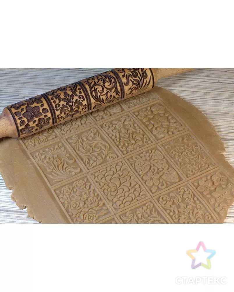 Деревянная скалка с узором "S-CHIEF" SHF-0100 арт. ГММ-10887-7-ГММ0034672 - рис. 2