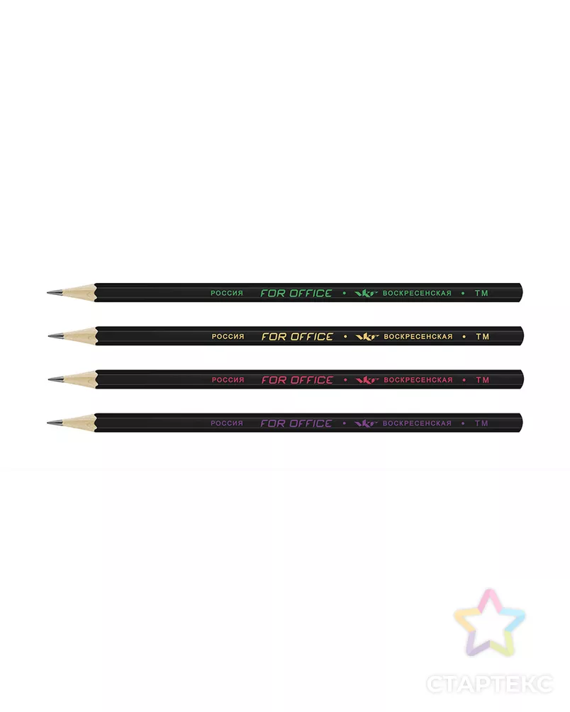 "ВКФ" "For Office" Карандаш графитный черный матовый ТМ (HB) 12 шт. арт. ГММ-13011-1-ГММ0037073 - рис. 3
