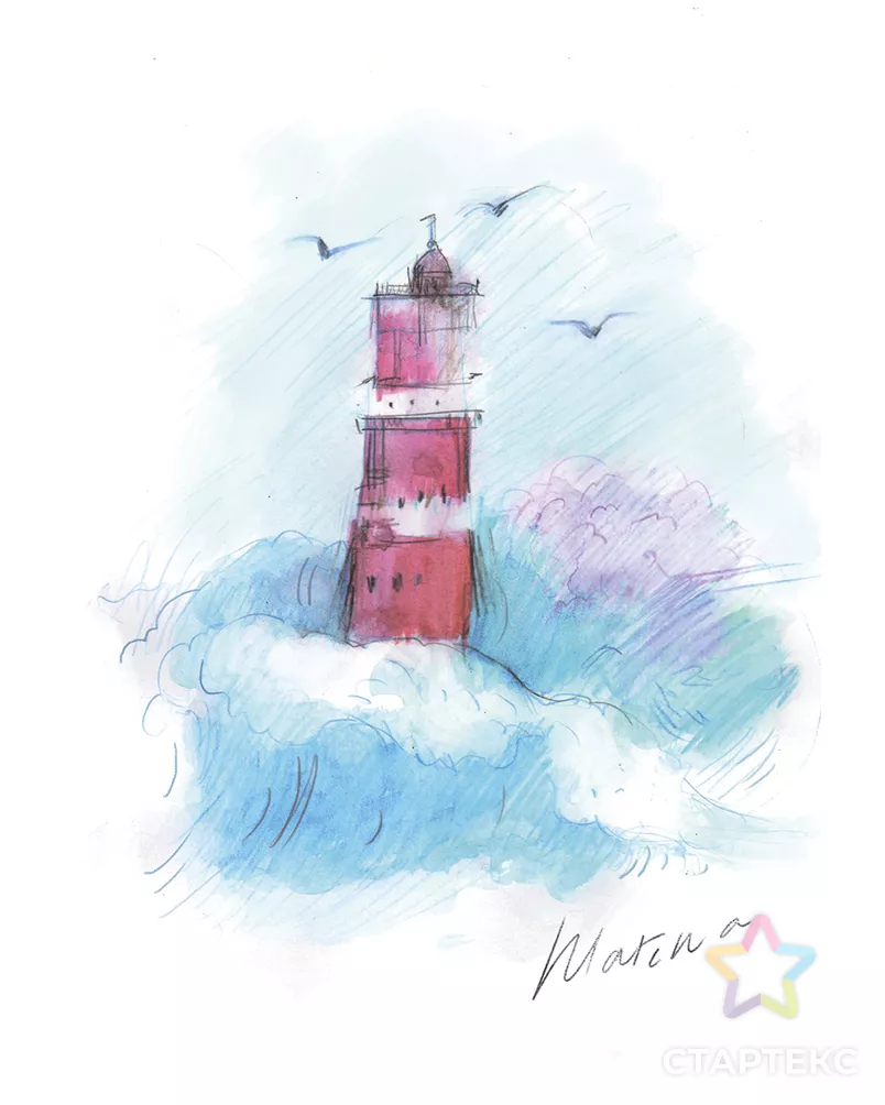 "ФРЕЯ" RPSA-0005 "Акварельные зарисовки. Маяк и трамвай" Скетч для раскраш. акварельными карандашами 29.7 х 21 см 2 л. арт. ГММ-105012-1-ГММ071559483624 - рис. 3