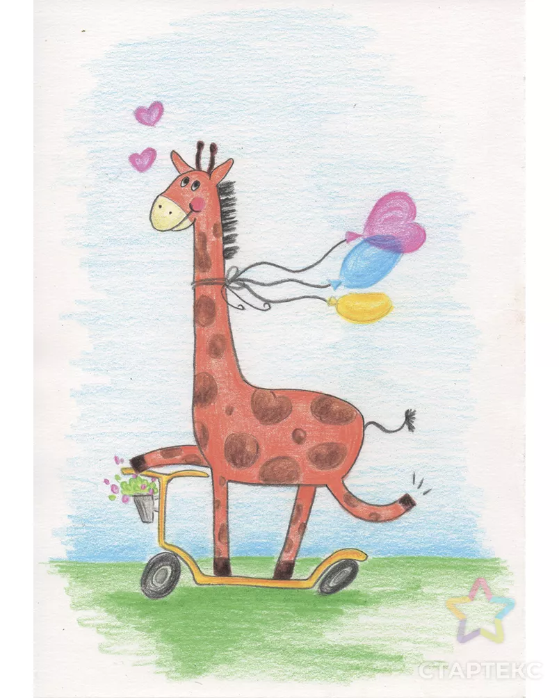 "ФРЕЯ" RPSK-0022 "Забавный жираф" Скетч для раскраш. цветными карандашами 21 х 14.8 см 1 л. арт. ГММ-105026-1-ГММ071578045134 - рис. 2