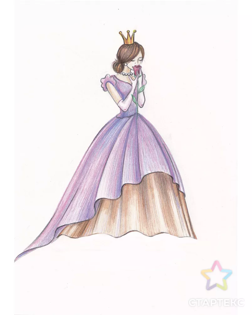 "ФРЕЯ" RPSK-0027 "Принцесса Роза" Скетч для раскраш. цветными карандашами 21 х 14.8 см 1 л. арт. ГММ-105122-1-ГММ072026352334 - рис. 1