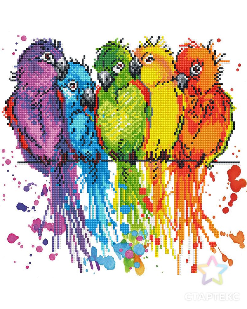 Кристальная мозаика (алмазная вышивка) "ФРЕЯ" ALV-105 "Цветные попугайчики" арт. ГММ-106754-1-ГММ073738498914 1