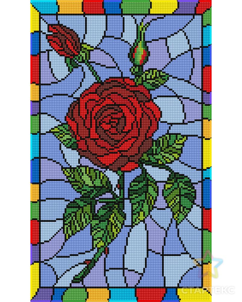 Кристальная мозаика (алмазная вышивка) "ФРЕЯ" ALV-115 "Красная роза. Витраж" арт. ГММ-106764-1-ГММ073738564444 1
