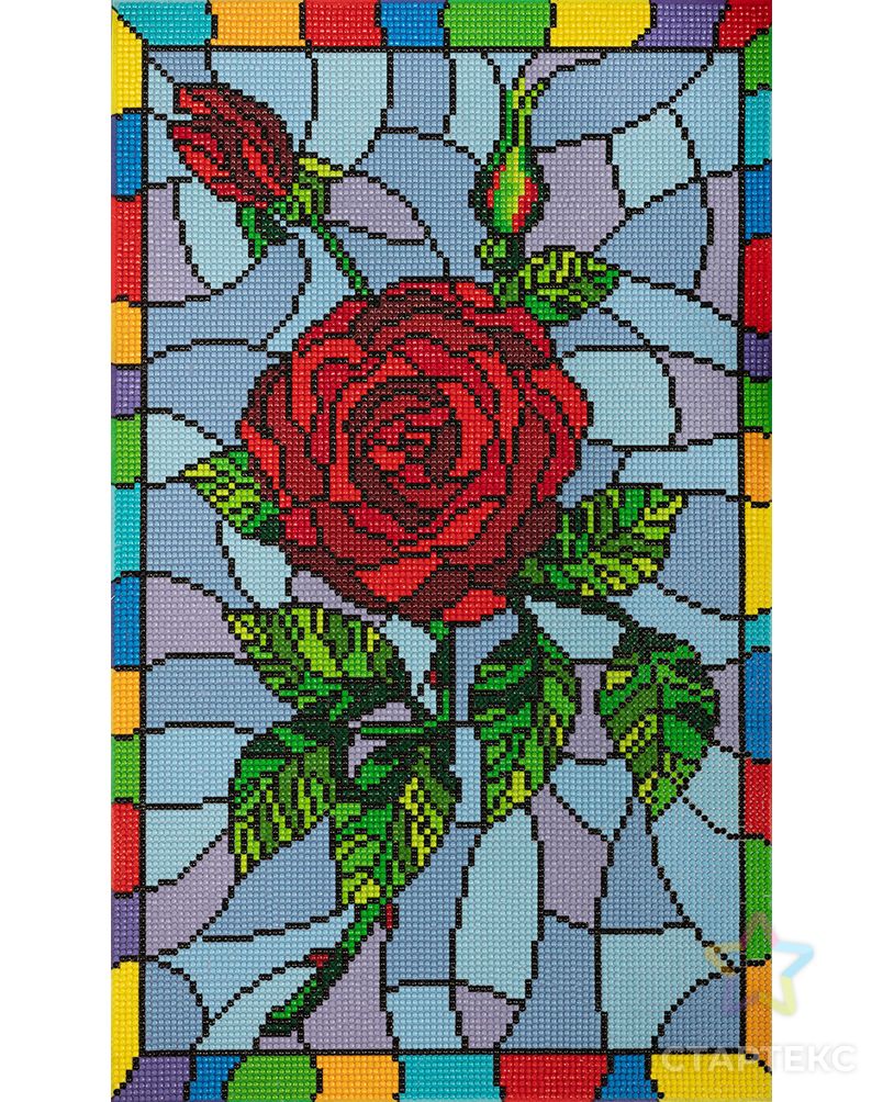 Кристальная мозаика (алмазная вышивка) "ФРЕЯ" ALV-115 "Красная роза. Витраж" арт. ГММ-106764-1-ГММ073738564444 2
