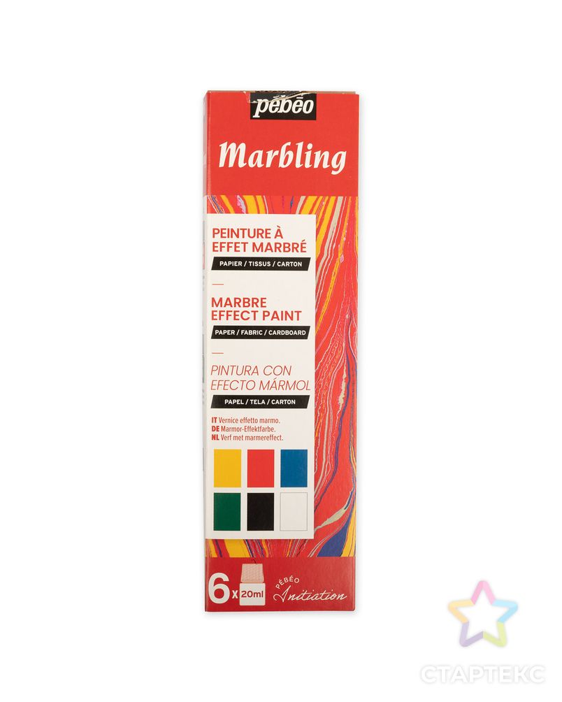 "PEBEO" Набор красок Marbling "Открытие" для техники Эбру 6 цв. 20 мл арт. ГММ-106626-1-ГММ074415349594 1