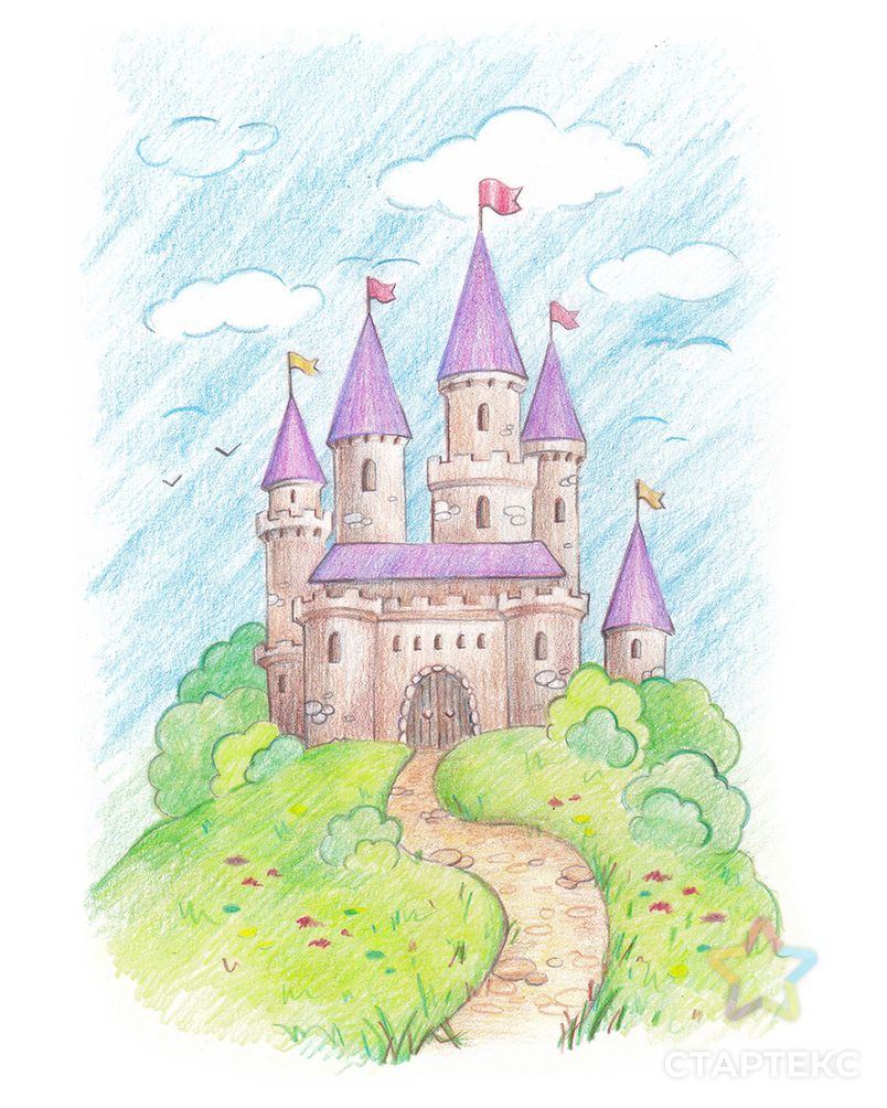 "ФРЕЯ" RPSK-0053 "Замок принцессы Розы" Скетч для раскраш. цветными карандашами 20.5 х 14.5 см 1 л. арт. ГММ-106797-1-ГММ077117409564 1
