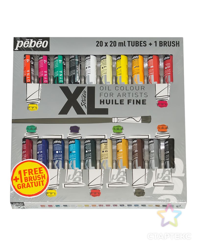 Краски масляные "PEBEO" набор XL с кистью 20 цв. 20 мл арт. ГММ-3810-1-ГММ0005737
