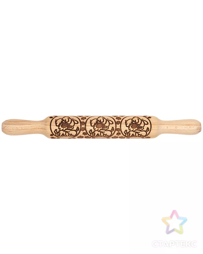 Деревянная скалка с узором "S-CHIEF" SHF-0100 арт. ГММ-10887-7-ГММ0034672 - рис. 1