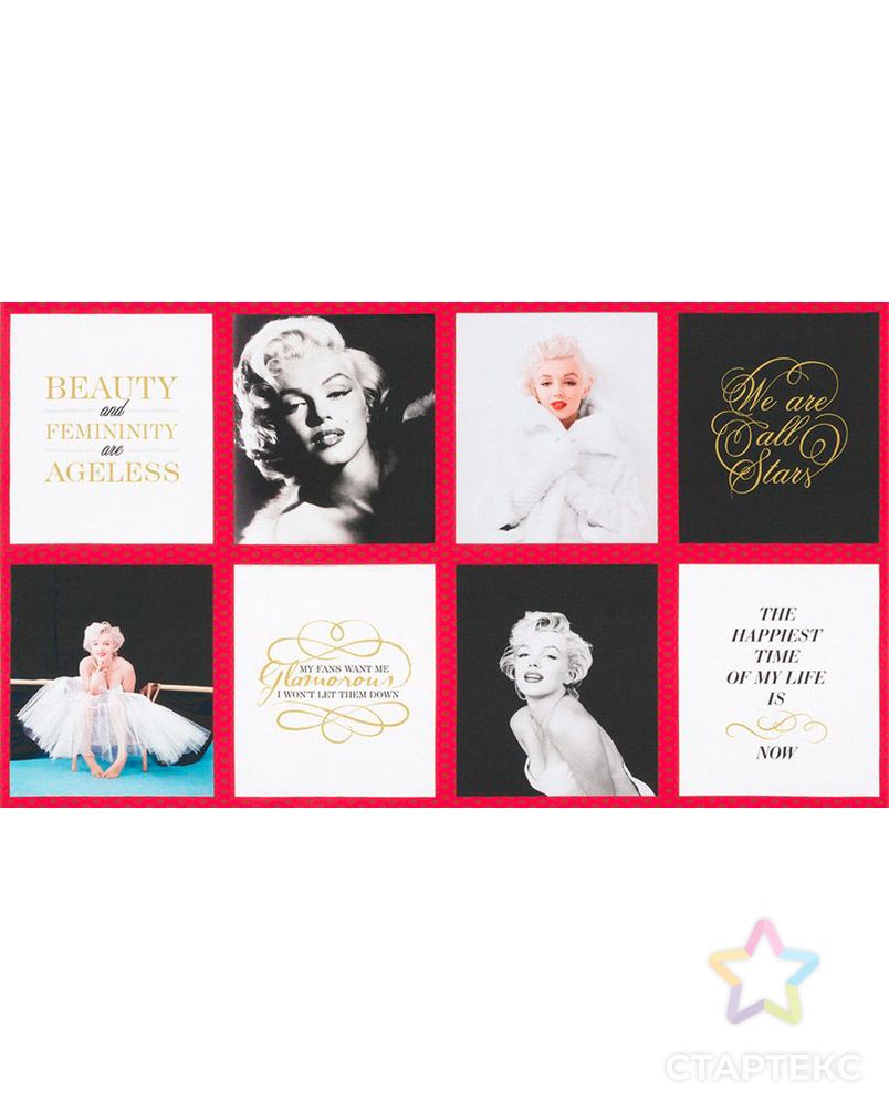 Ткани для пэчворка PEPPY MARILYN MONROE PANEL ФАСОВКА 60 x 110 см 146±5 г/кв.м 100% хлопок арт. ГММ-11728-1-ГММ0081672