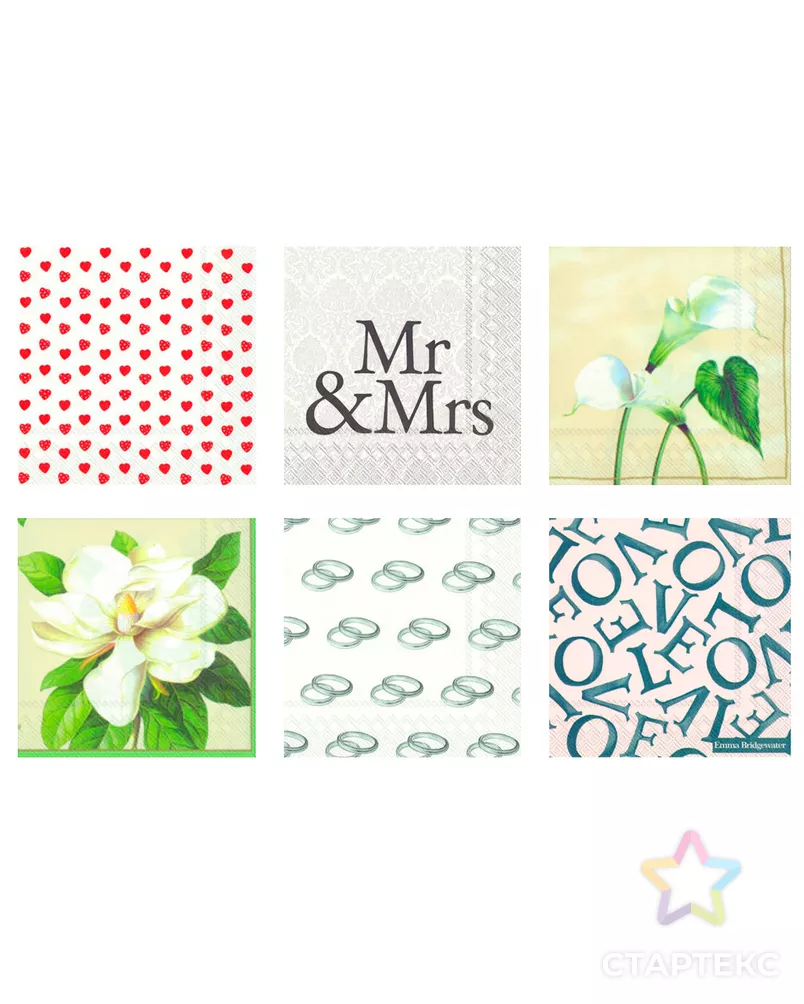 Декупаж "Love2art" Салфетки бумажные ассорти SDS №23 6 шт. арт. ГММ-13433-1-ГММ0033912 - рис. 1