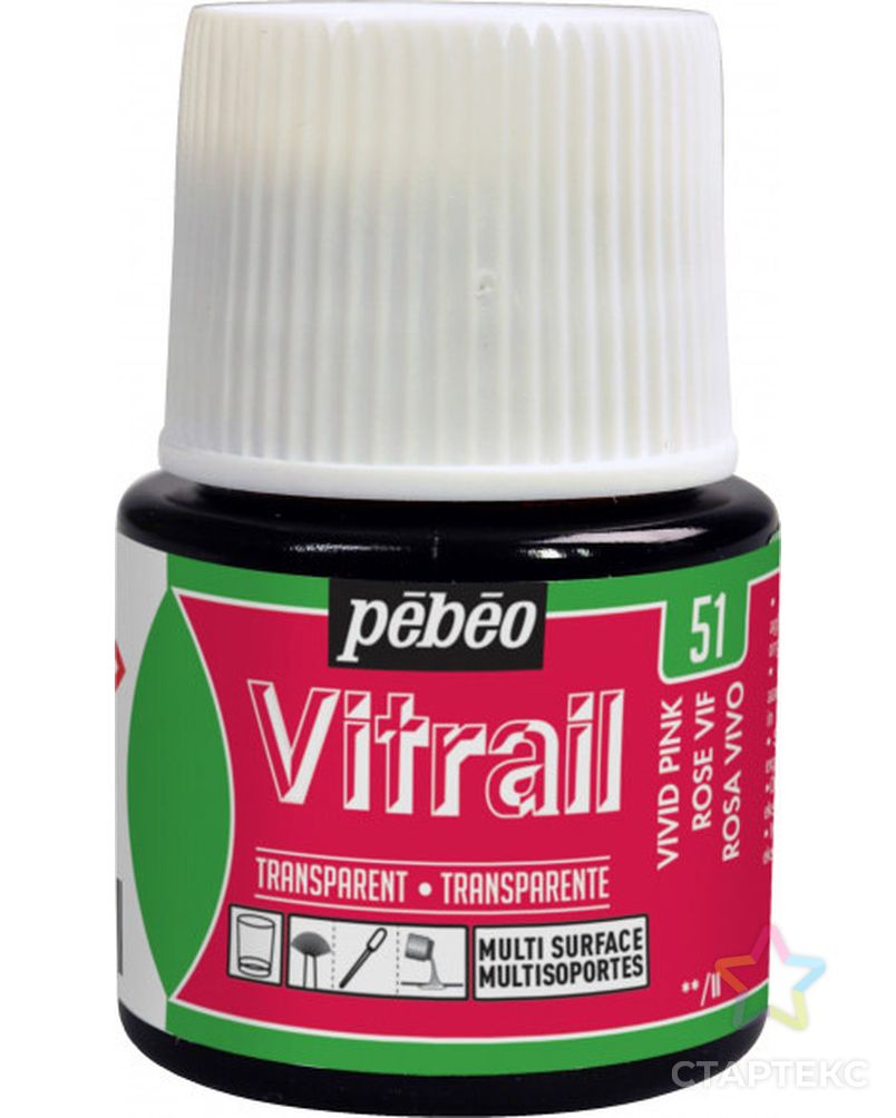 Краска для стекла и металла "PEBEO" Vitrail лаковая прозрачная 45мл арт. ГММ-3851-29-ГММ071211830574 1