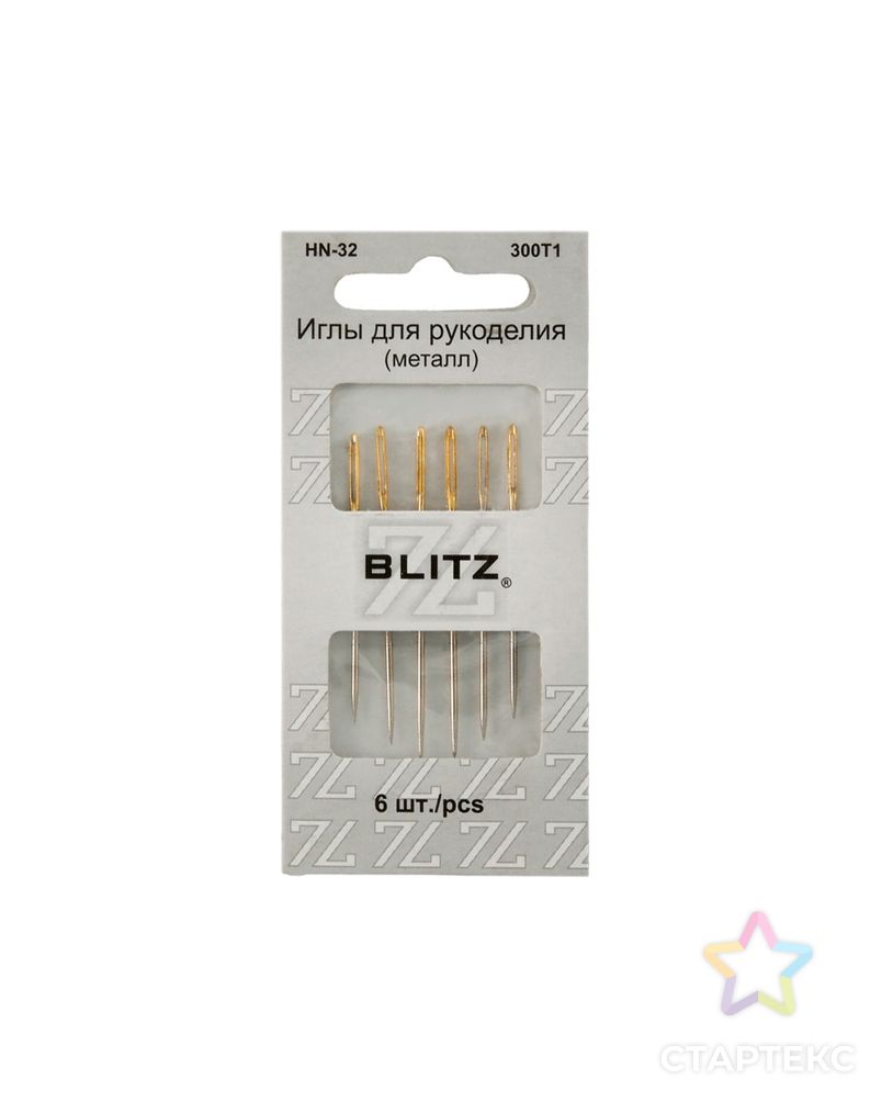 Иглы для шитья ручные "BLITZ" HN-32 300Т1 для рукоделия в блистере 6 шт. арт. ГММ-99642-1-ГММ003958235132 1